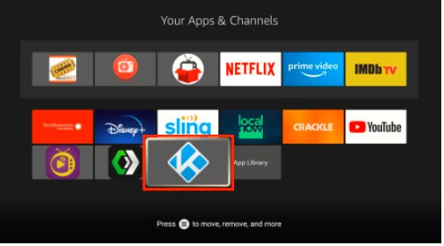 find Kodi app on your apps and channels