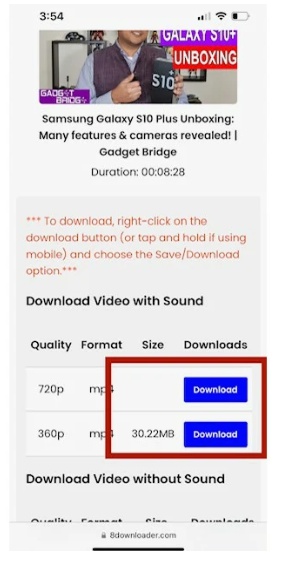 how to download youtube videos on iPhone Camera roll